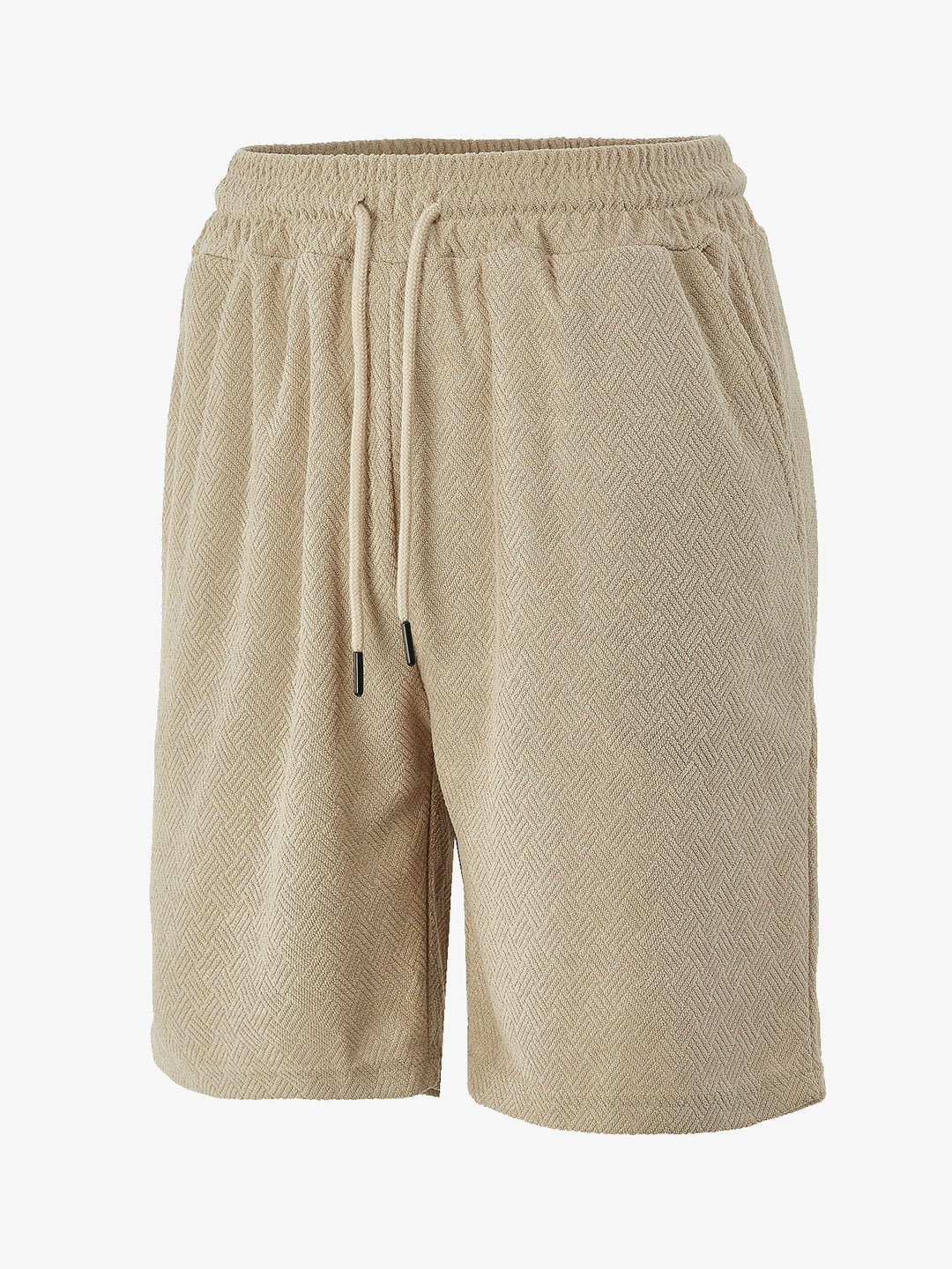 Men's terry shorts with herringbone texture, elastic drawstring waistband, and side pockets Mune Fashion