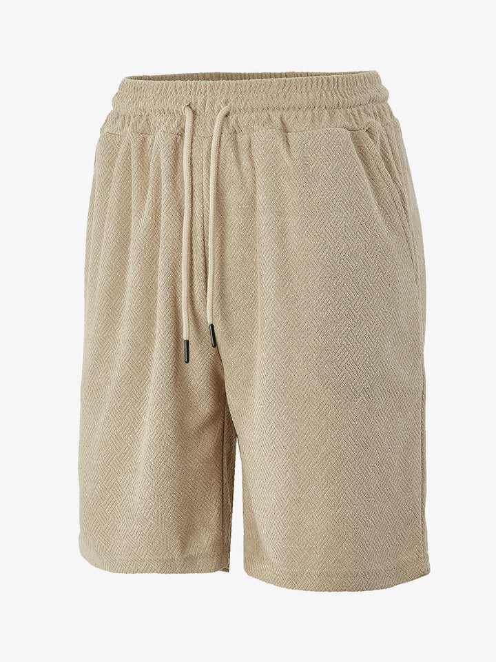 Men's terry shorts with herringbone texture, elastic drawstring waistband, and side pockets Mune Fashion