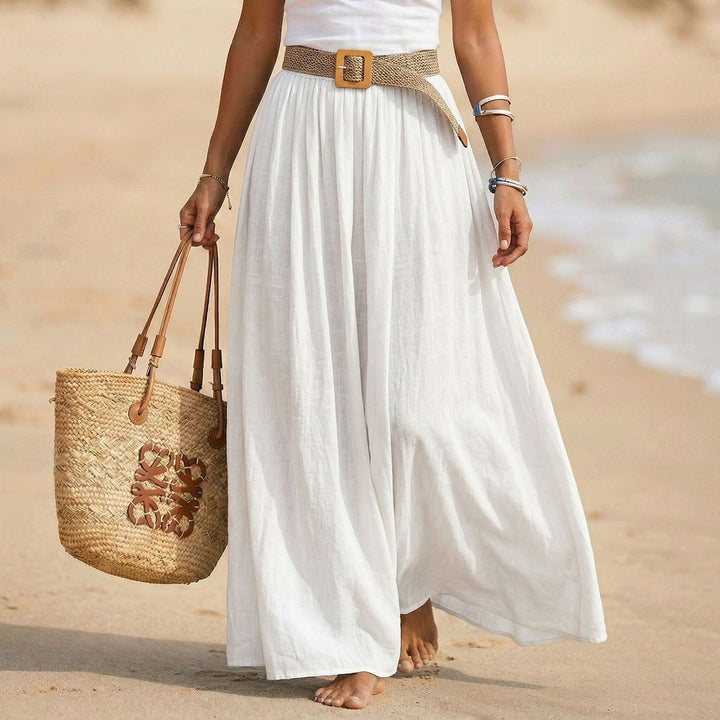 Women nan Pleated Maxi Skirt with Crinkle Look and Elastic Waistband Mune Fashion