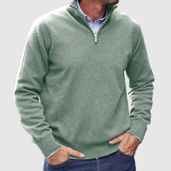 Men's High-Quality Knit Sweater with Stand-Up Collar
