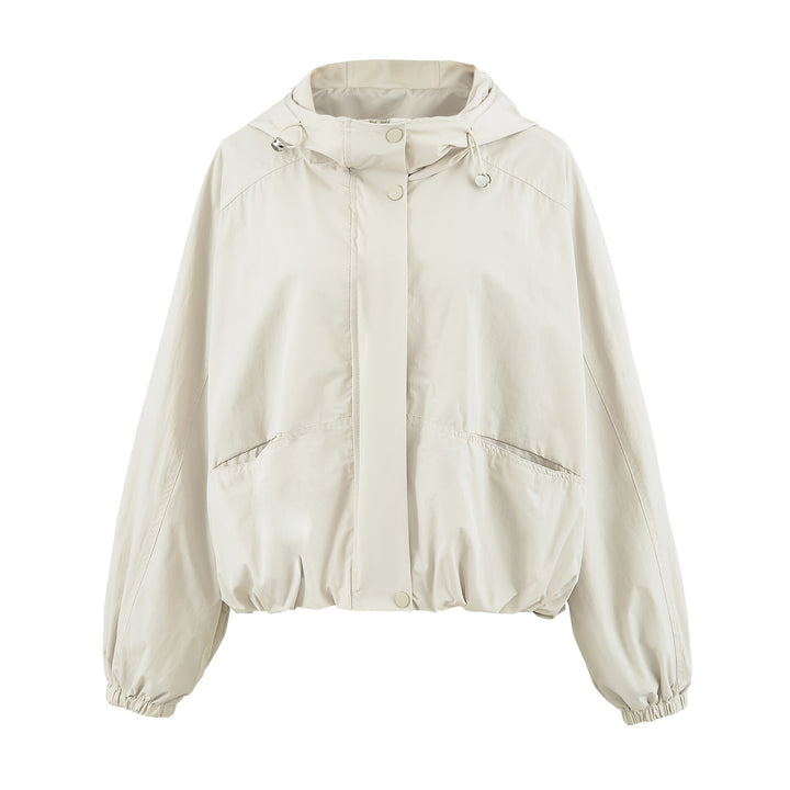 Women's short jacket with hood, drawstring, kangaroo pockets, and elastic waistband Mune Fashion