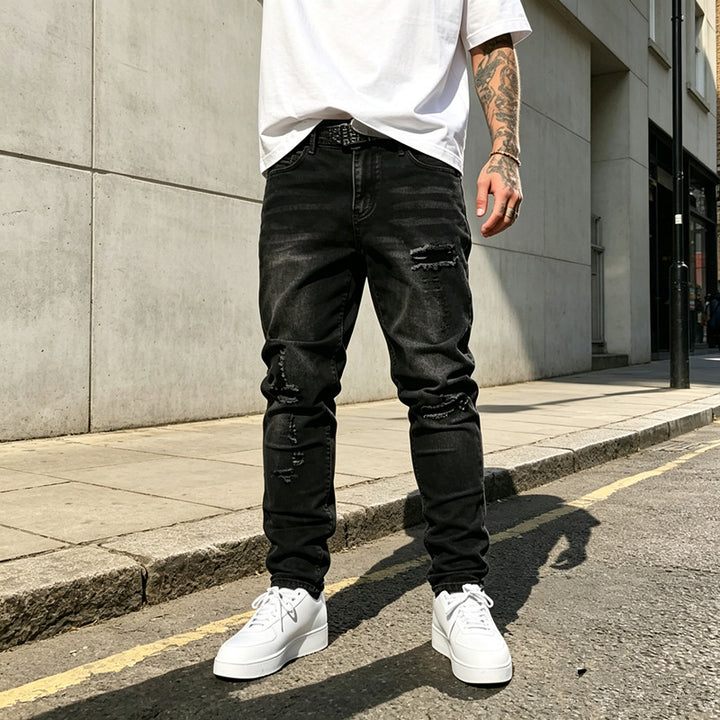 Men's Ripped Slim-Fit Jeans Mune Fashion