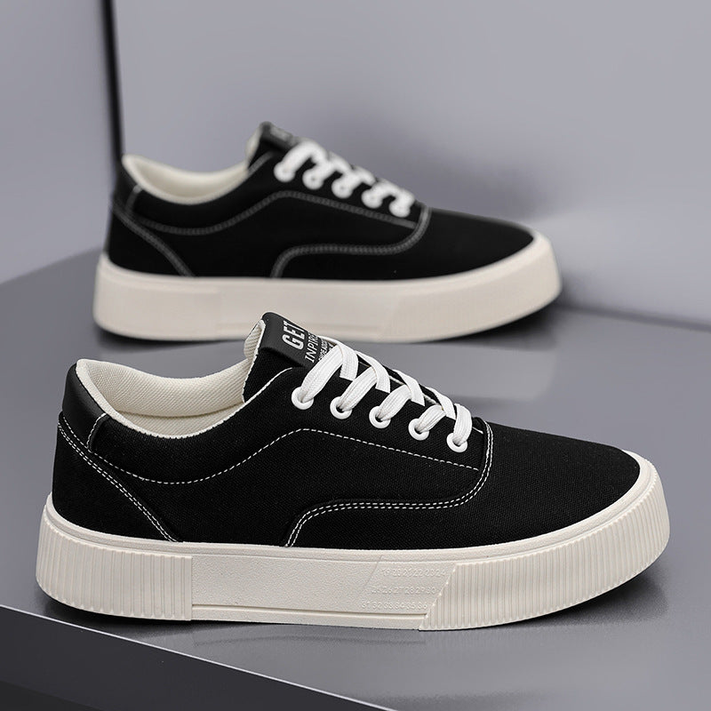 Unisex Light Canvas Low-Top Sneakers with Thick Platform Rubber Sole Mune Fashion
