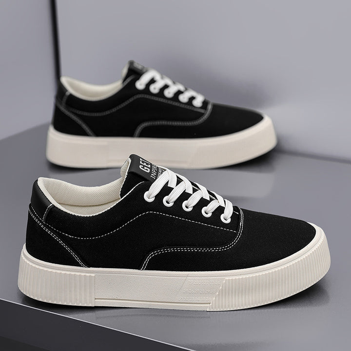 Unisex Light Canvas Low-Top Sneakers with Thick Platform Rubber Sole Mune Fashion