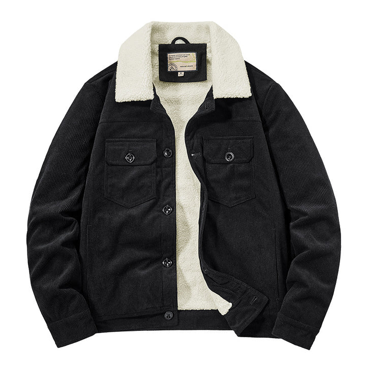 Men's Patterned Cord Jacket with Teddy Lining Mune Fashion