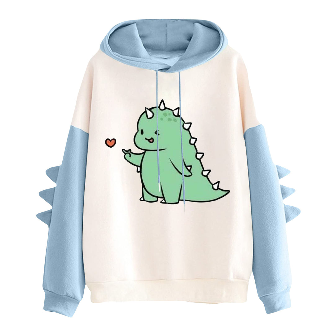 Women's hoodie with cute dinosaur print and three-dimensional spikes Mune Fashion