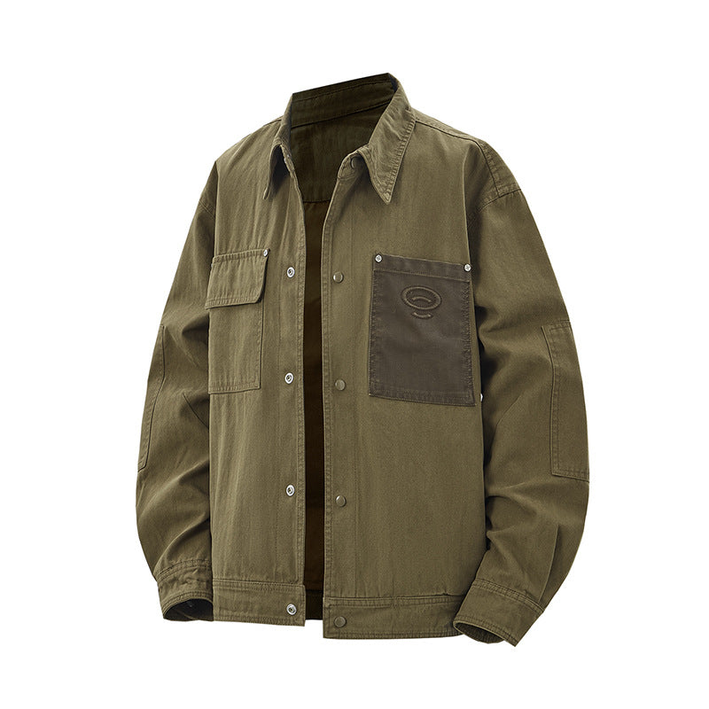 Men's robustly crafted worker chore jacket made of canvas with patch breast pockets Mune Fashion