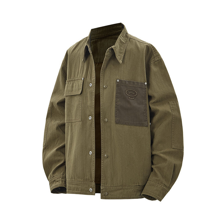 Men's robustly crafted worker chore jacket made of canvas with patch breast pockets Mune Fashion