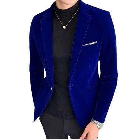 Men's velvet blazer with slim silhouette and single-button closure Mune Fashion