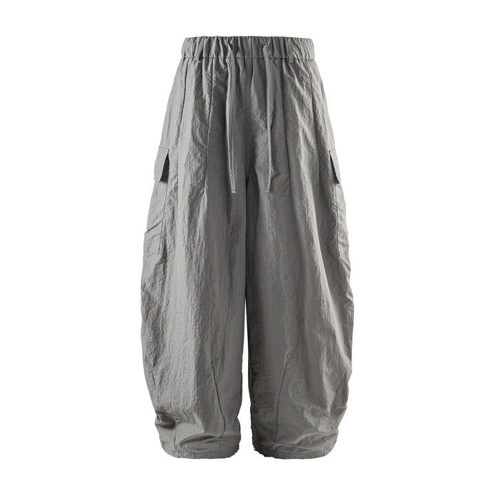Men's Lightweight Crinkle-Effect Cargo Jogging Pants with Elastic Waistband and Drawstring Mune Fashion