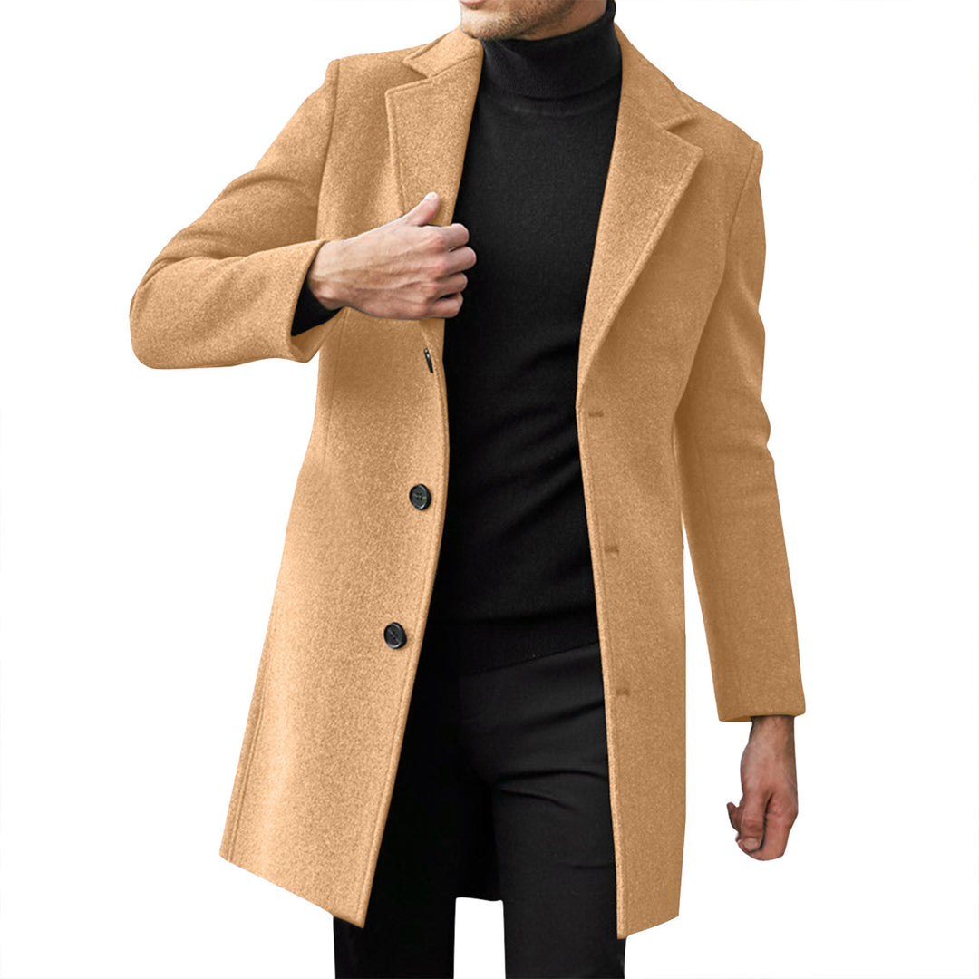 Men's tailored wool coat with a slim silhouette, classic lapels, and concealed button placket Mune Fashion