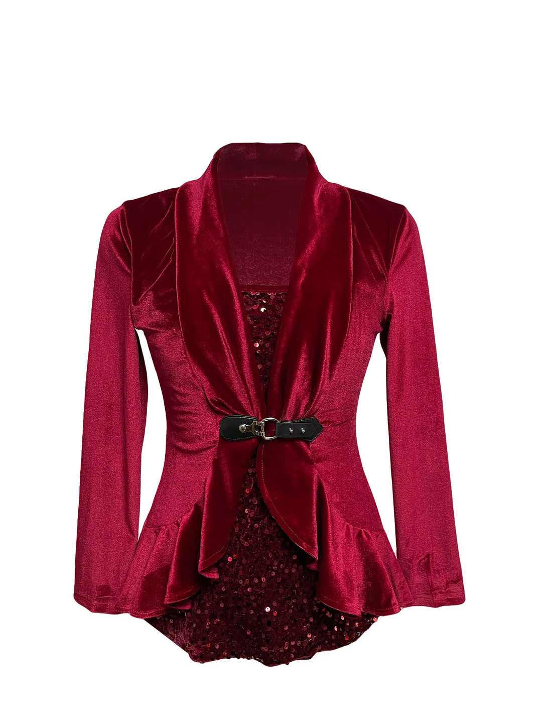 Women nan tailored velvet blazer with shawl collar and decorative belt Mune Fashion