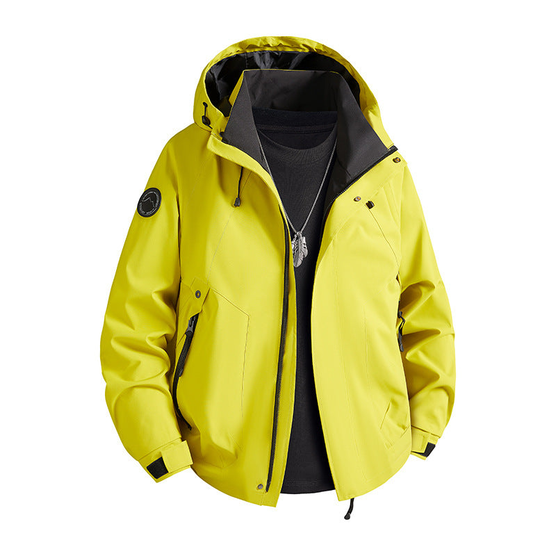 Men's waterproof softshell jacket with hood and fleece lining Mune Fashion