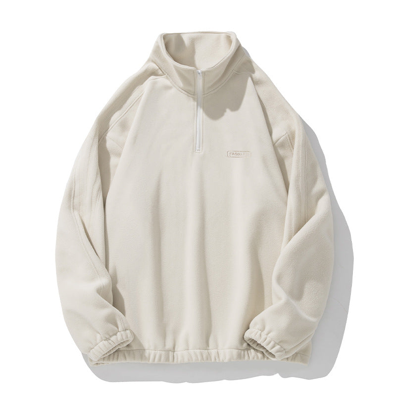 Unisex Fleece-Halfzip-Pullover with Stand-up Collar, Elastic Hem and Raglan Sleeves Mune Fashion