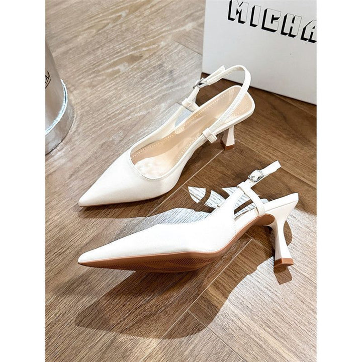 Women Elegant Pointed Toe Slingback Pumps with Sculpted Kitten Heel and Adjustable Strap Mune Fashion