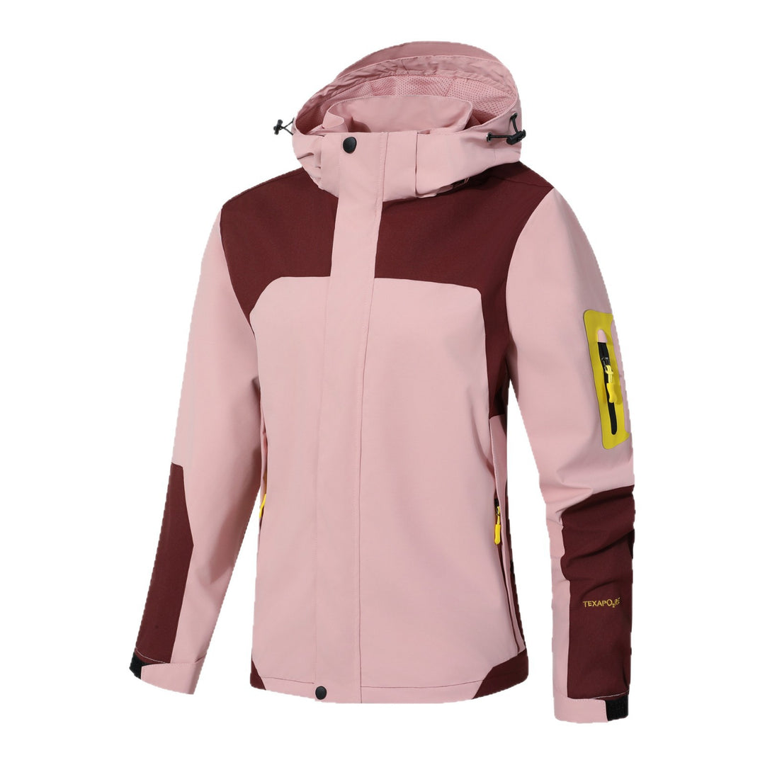 Men's Waterproof Softshell Outdoor Jacket with Hood, Sleeve Zipper Pocket and Windproof Membrane Mune Fashion