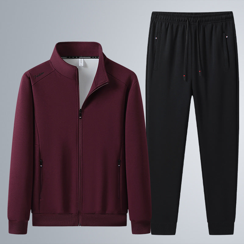 Men's Two-Piece Sports Lounge Set with Stand Collar, Concealed Zipper & Drawstring Mune Fashion