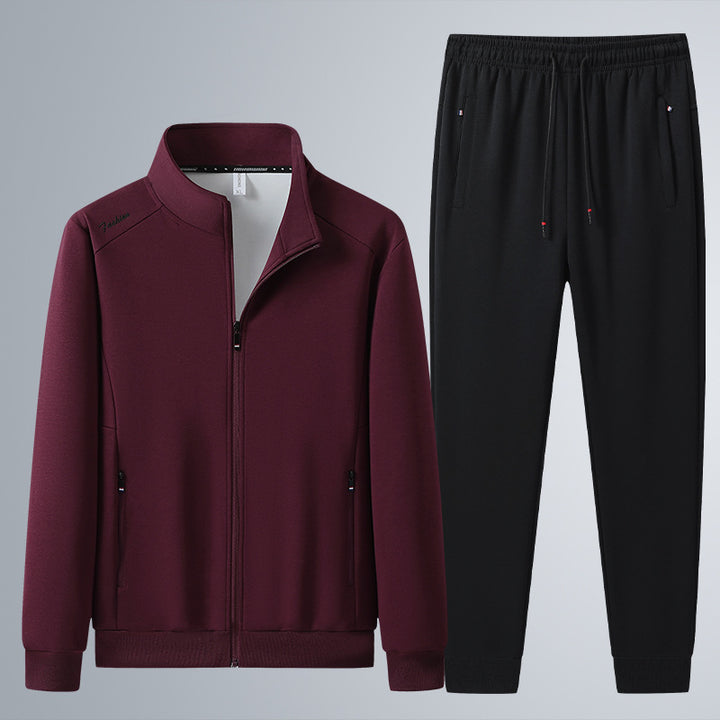 Men's Two-Piece Sports Lounge Set with Stand Collar, Concealed Zipper & Drawstring Mune Fashion