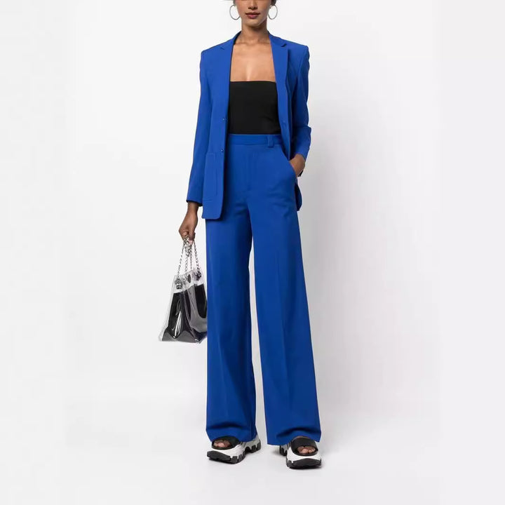 Women High-Waist Wide-Leg Trousers in Tailoring Look Mune Fashion
