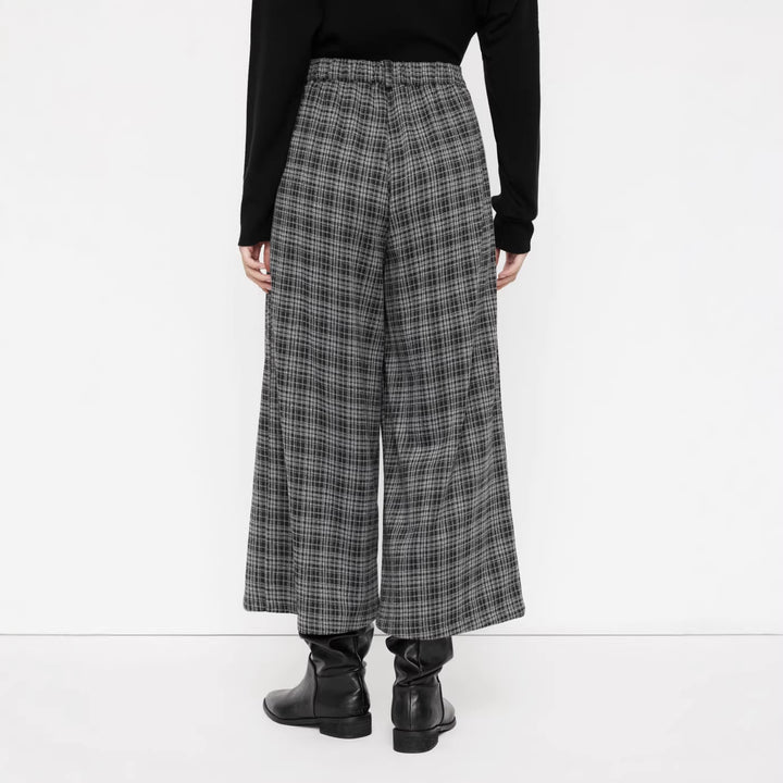 Women's wide culotte trousers with check pattern and high waist Drune