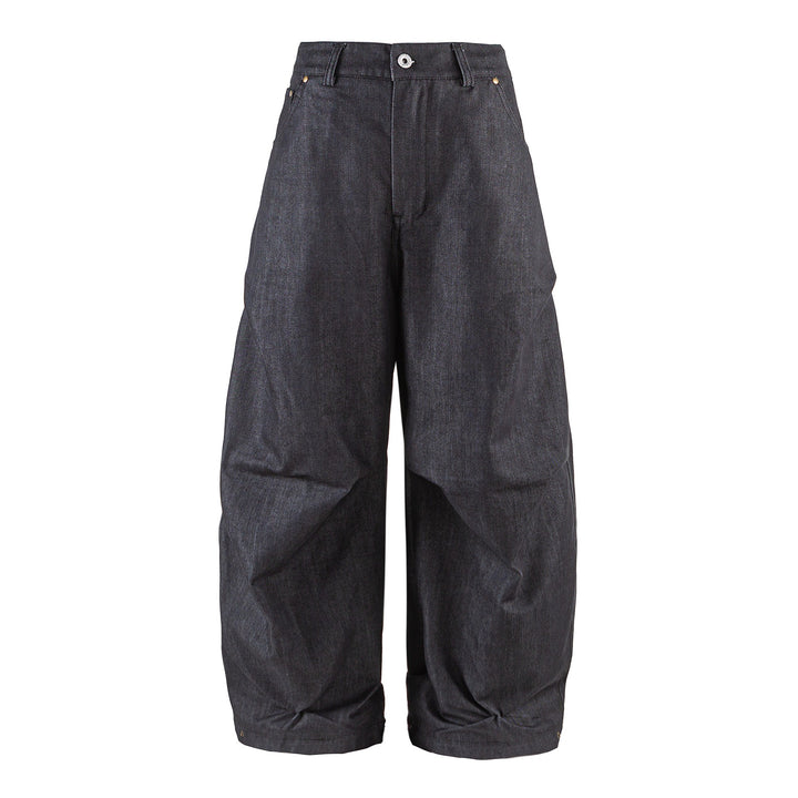Women Wide Cropped Pants with High Waist, Rolled Cuff and Prominent Knee Pleats Mune Fashion