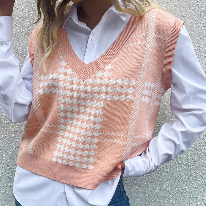Ladies Trendy V-Neck Knit Sweater Mune Fashion