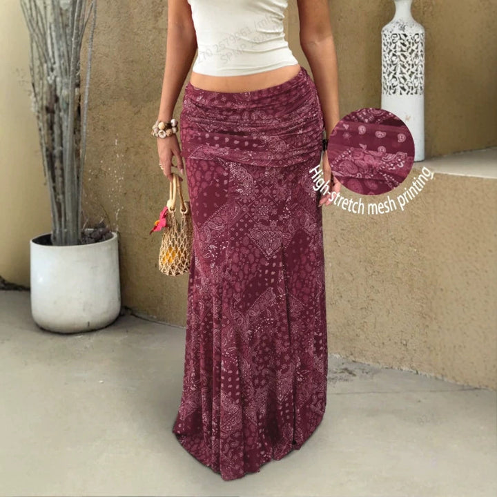 Women’s maxi skirt with gathered waistband and high-stretch mesh Mune Fashion