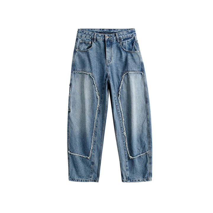 Women's jeans with contrasting knee panels and frayed seams Mune Fashion