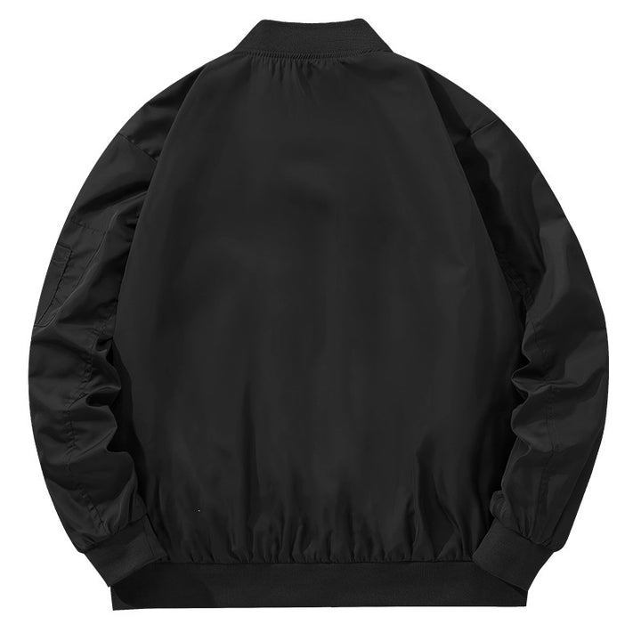 Men's bomber jacket in flight style with contrasting inner lining, sleeve zip pocket & ribbed cuffs Mune Fashion
