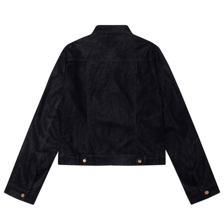 Women Short Cut Faux Leather Jacket in Vintage Moto Style Mune Fashion