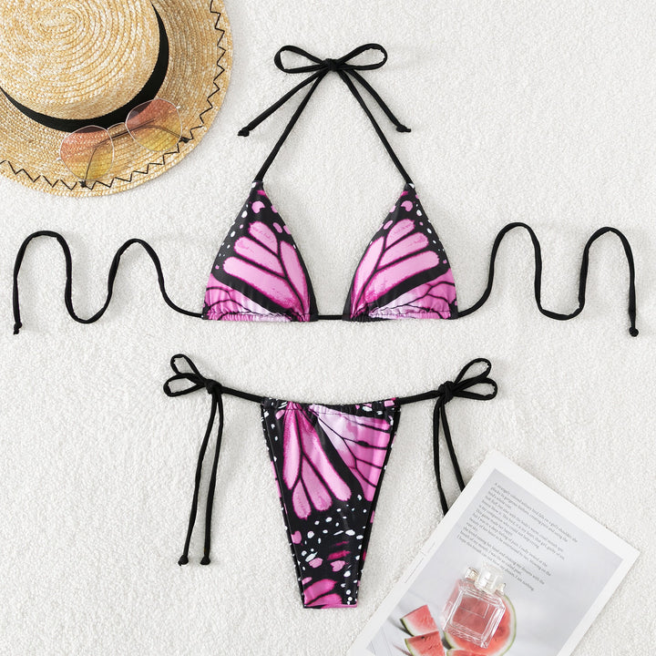 Women's Triangle Bikini with Butterfly Design and Adjustable Straps Mune Fashion