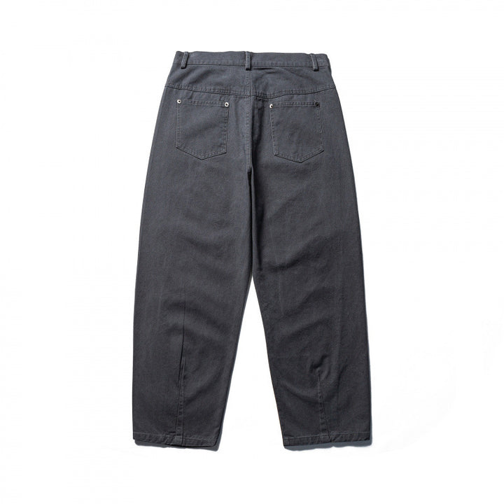 Men's Wide Tapered Denim Pants with High Waist and Prominent Step Closures Mune Fashion
