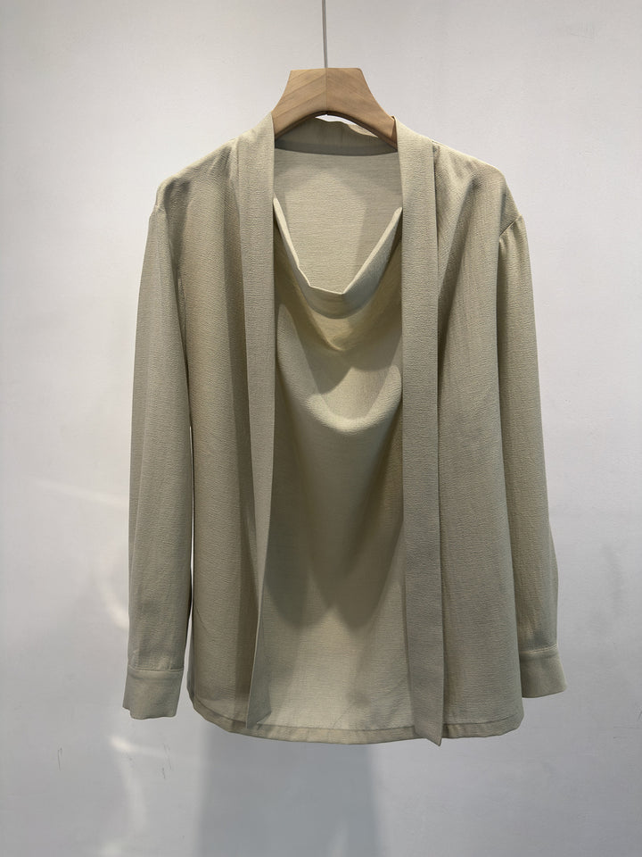 Women Elegant Draped Front Cardigan Mune Fashion