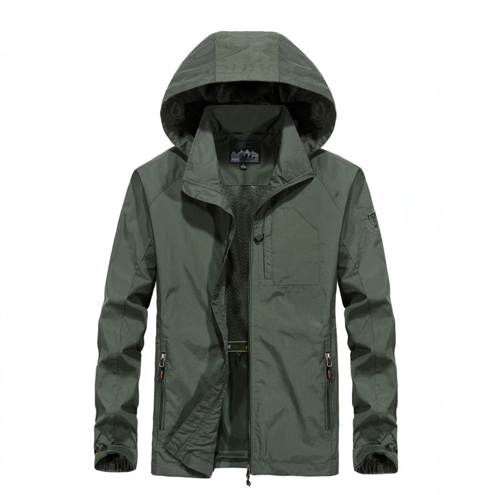 Men's Lightweight All-Weather Field Jacket with Hood, Mesh Lining, and Zippered Pockets Mune Fashion