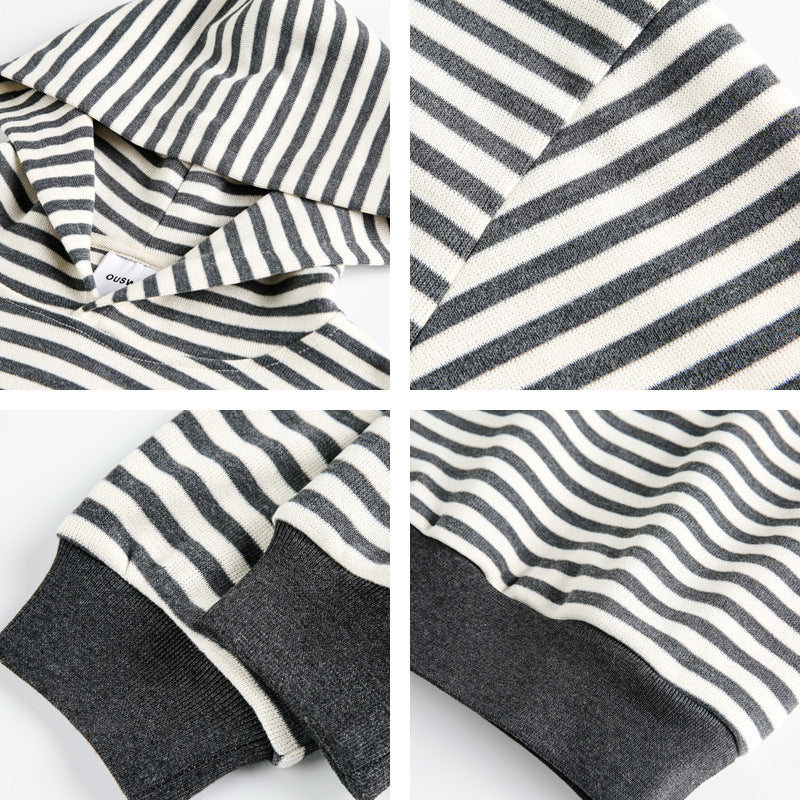 Unisex Striped Oversize Hoodie made of Cotton Blend with Ribbed Cuffs Mune Fashion
