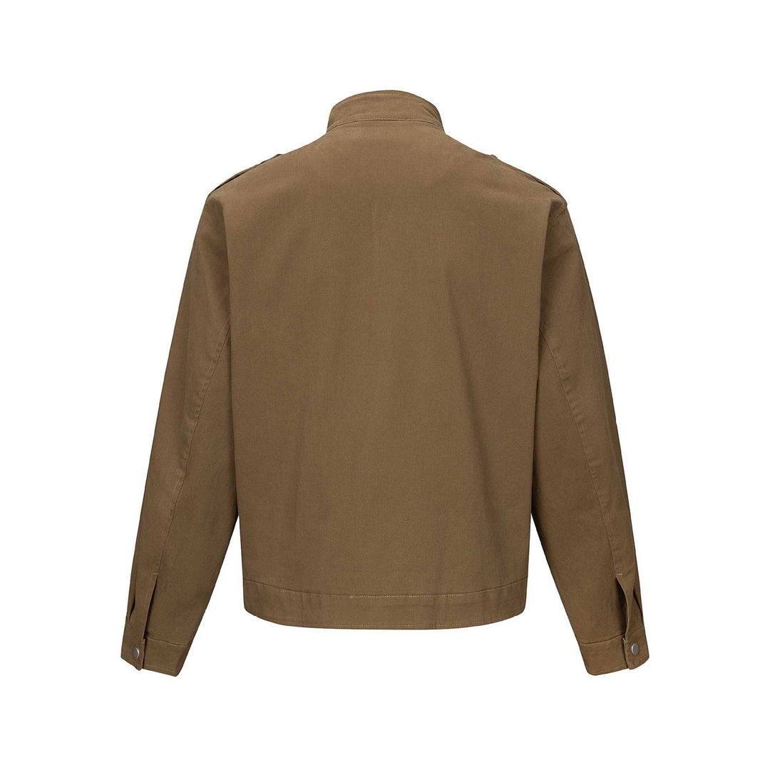 Men's short jacket in field style with funnel collar, shoulder flaps, and utility pockets Mune Fashion
