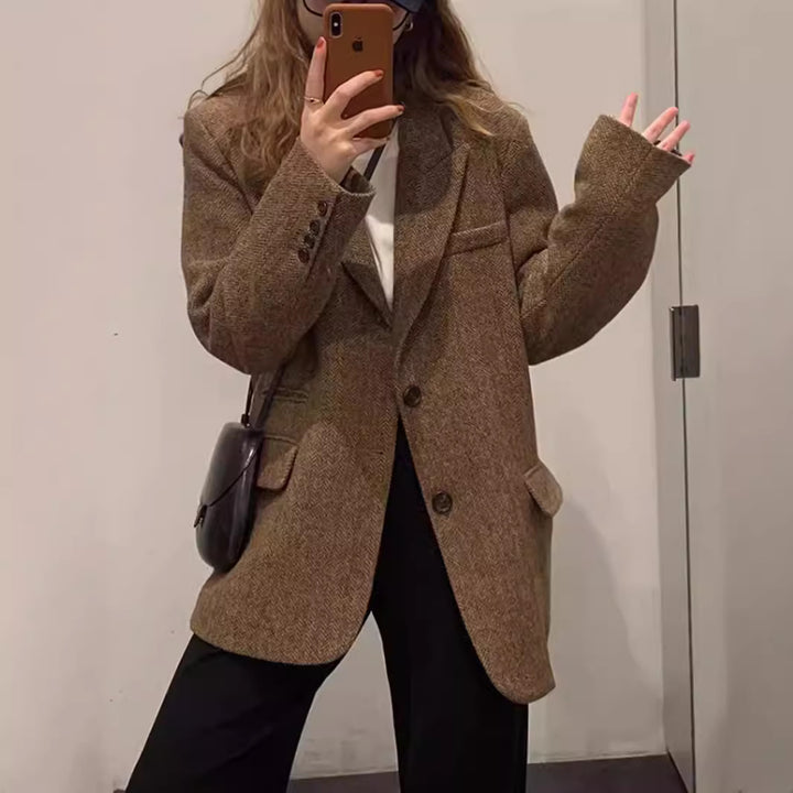 Ladies Stylish Tweed Blazer Mune Fashion