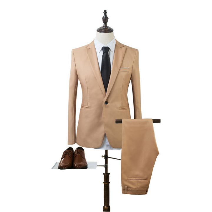 Men's Tailored Single-Button Suit Set in Slim Fit with Slim Suit Pants Mune Fashion