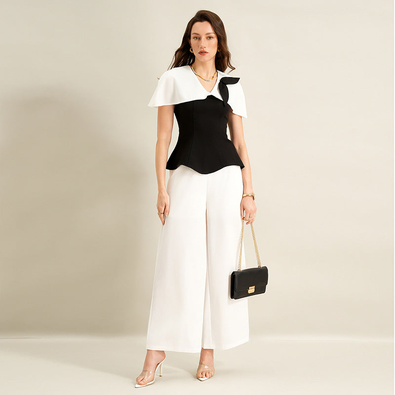 Women Elegant Top with Asymmetrical Sleeves Mune Fashion