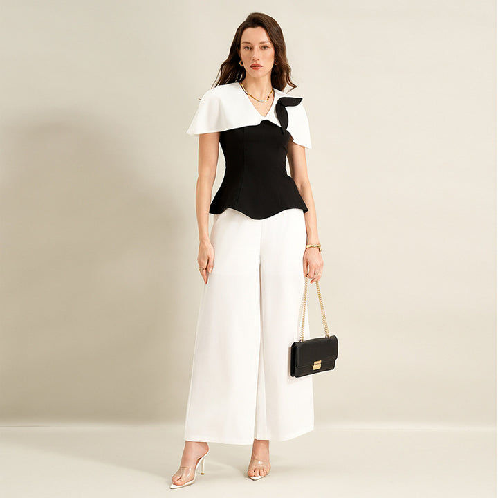Women Elegant Top with Asymmetrical Sleeves Mune Fashion