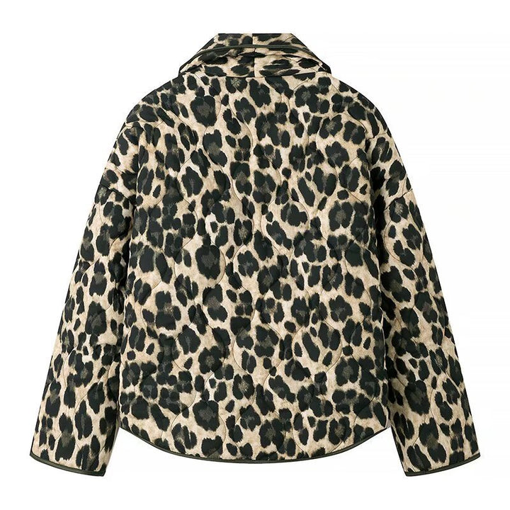 Ladies short jacket with leopard print, boxy silhouette and shawl collar Mune Fashion