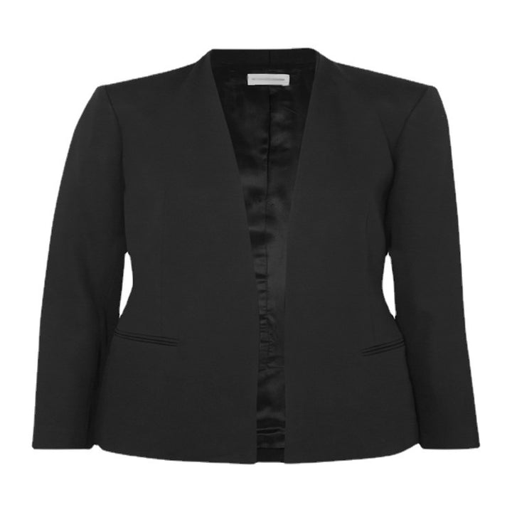 Women's Two-Piece Tailoring Set made of Stretch Crepe with Open Long Blazer and Cropped Cigarette Pants Mune Fashion
