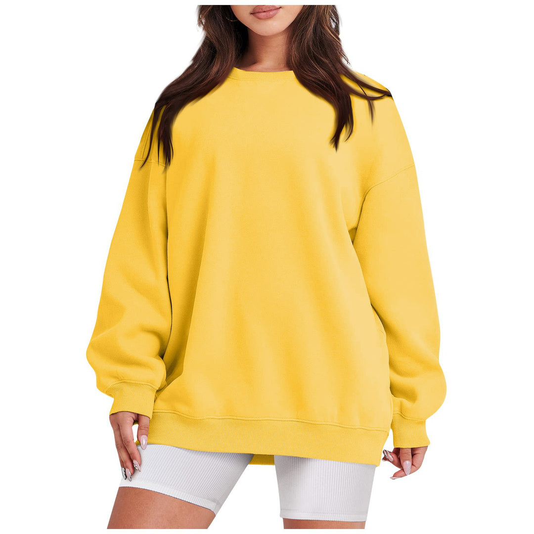 Women's Longline College Sweatshirt with Ribbed Hem, Raglan Sleeves and Brushed Inner Side Mune Fashion