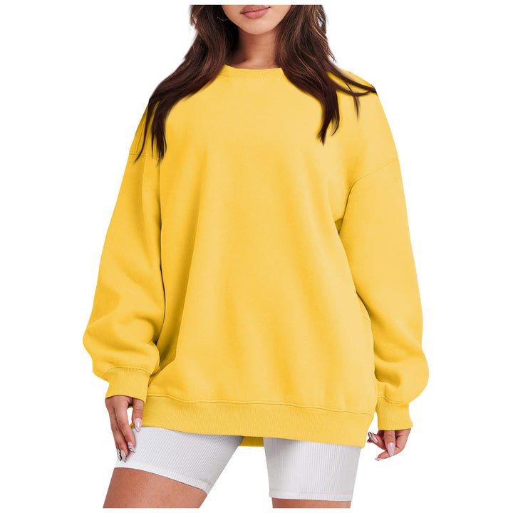 Women's Longline College Sweatshirt with Ribbed Hem, Raglan Sleeves and Brushed Inner Side Mune Fashion