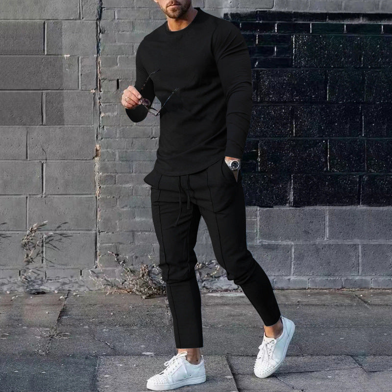 Men's athletic long sleeve and seam detail jogging pants set with slim fit Mune Fashion