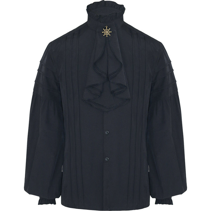 Men's casual short-sleeve shirt with laced V-neck, short stand-up collar, and soft cotton blend Mune Fashion
