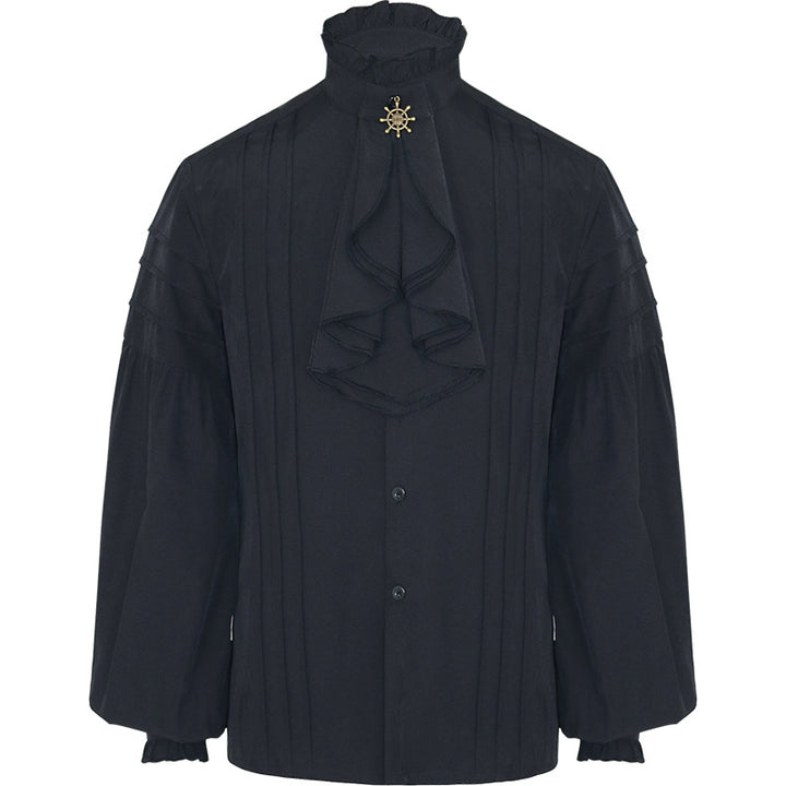 Men's casual short-sleeve shirt with laced V-neck, short stand-up collar, and soft cotton blend Mune Fashion