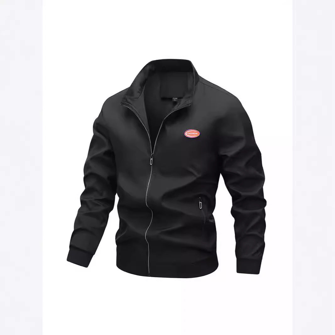 Men's Lightweight Zip-Up Bomber Style Training Jacket with Stand-Up Collar and Wind-Resistant Microfiber Shell Mune Fashion