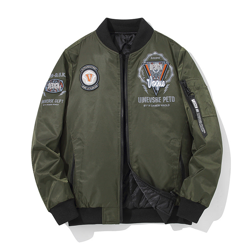 Men's  urban patched utility zip-up bomber with sleeve pen pocket Mune Fashion