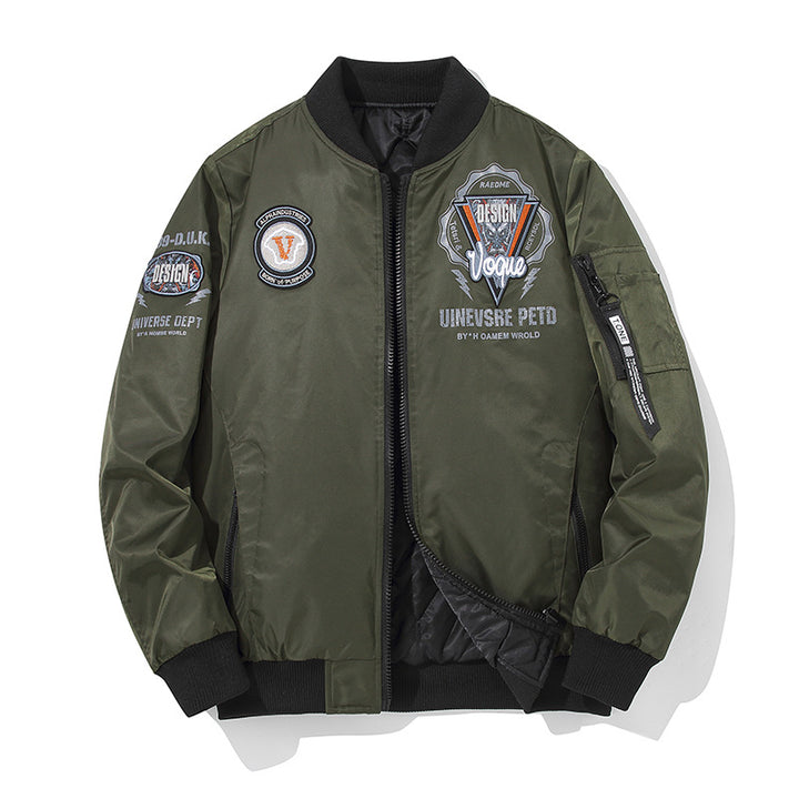 Men's  urban patched utility zip-up bomber with sleeve pen pocket Mune Fashion
